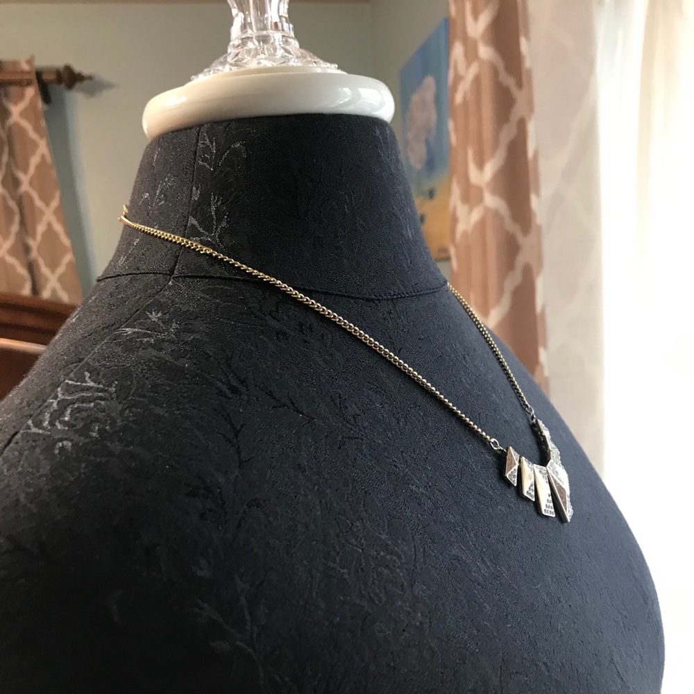 Dangling Rectangles & Rhinestones Necklace - Picture 4 of 8